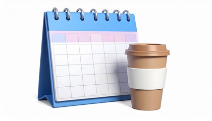 Blank notebook with pen on office desk next to a coffee cup, perfect for success notes or a business report