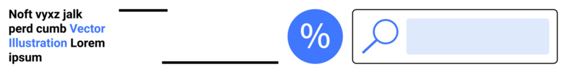 Search functionality, web design, user interface, data retrieval, online tools, percentage graphics. Display of a percentage symbol next to a search bar. Search functionality and web design concept