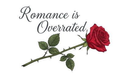 Romance is Overrated with Rose, isolated on transparent background