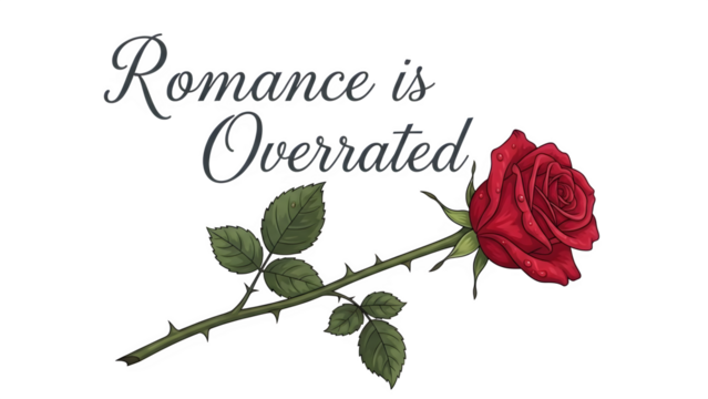 Romance is Overrated with Rose, isolated on transparent background