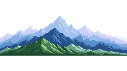Mountain Range Illustration, isolated on transparent background