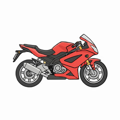 Obraz premium Red sport motorbike isolated on white background featuring a sleek engine and chrome wheels for fast road transport