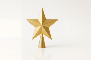 Obraz premium Gleaming golden star atop a Christmas tree, radiating holiday cheer and festive spirit, perfect for greeting cards and seasonal designs, celebrate the season