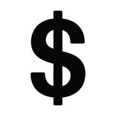 Fototapeta premium Black dollar sign symbol, representing currency, finance, money, wealth, and economic value in a simple graphic icon format