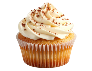 Frosted Eggnog Cupcake with Nutmeg Dust – Transparent Background PNG