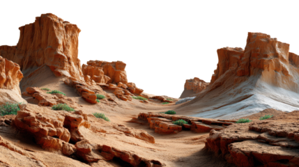 Desert landscape: Panoramic view of a vast desert with towering rock formations sculpted by wind and time, showcasing the raw beauty of the natural world.