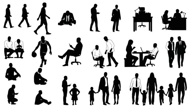 Silhouettes of People Engaged in Various Activities