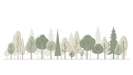 Serene Forest Landscape Illustration with a Row of Trees