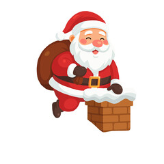 Jolly Santa Claus delivers holiday cheer, landing with a sack full of gifts by a snowy chimney, spreading festive joy and winter magic this season