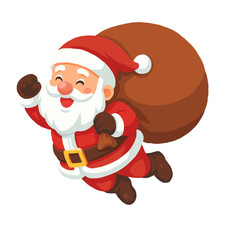 Jolly Santa Claus delivering presents with a cheerful wave, perfect for holiday promotions, greeting cards, and festive designs that spread joy and cheer
