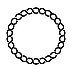 Interwoven circle frame, creating a decorative border with a continuous, looping pattern against a clean backdrop