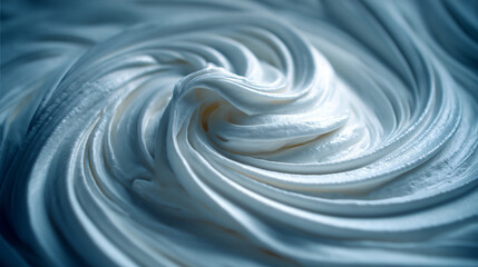 A smooth swirl of whipped cream or frozen yogurt served in a clean bowl, showcasing a creamy texture and elegant spiral shape. Perfect for food branding, dessert menus, packaging visuals, and promotio