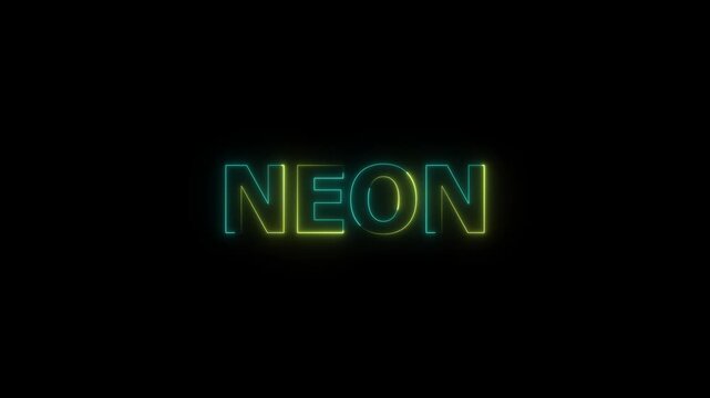 Neon caption animation on black background. two color neon text ,Animation of seamless loop 4K Video.