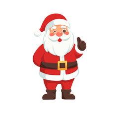 Jolly Santa Claus winking and giving a thumbs up for Christmas cheer, perfect for holiday promotions and festive greeting cards, adding joy and warmth