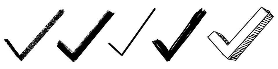 Check Mark Handdrawn Different Style Vector Ideal for task lists, confirmation, validation, and completion graphics in a sketch style. Symbolizes approval, correctness, and simple choice.