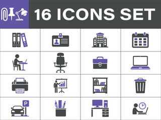Office and business icon set. Modern Office Icons Set. This icon set represents common office 
and business elements