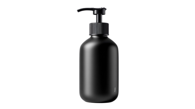 Sleek Black Liquid Soap Dispenser: An elegant, matte black liquid soap dispenser, designed for effortless dispensing, embodies minimalism and functionality.