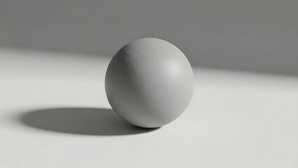 Minimalist Gray Sphere on White Surface with Shadow in Bright Light