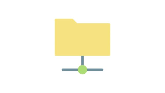 Icon of a file folder on a bright green and yellow background, representing document management and organization.