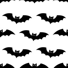 Seamless Night Pattern Featuring Spooky Bat Silhouettes