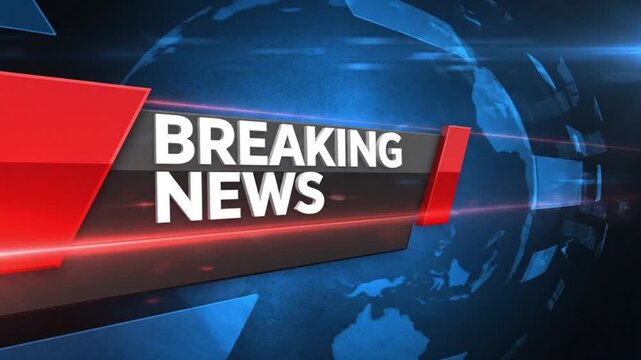 Urgent breaking news intro with globe background for broadcast journalism or global crisis coverage, ideal for news channels and digital media