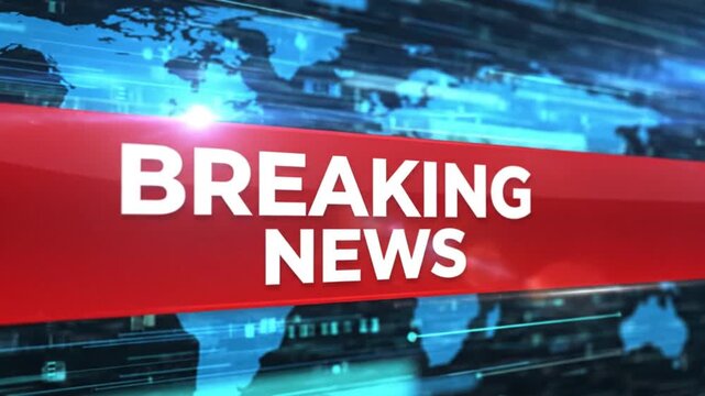 Dynamic breaking news opener with global map background for urgent announcements and important updates, ideal for digital media and news broadcasts