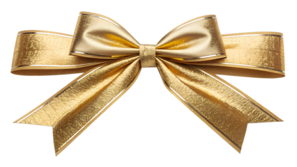 Shiny gold ribbon bow isolated on black background isolated on white background isolated on transparent background