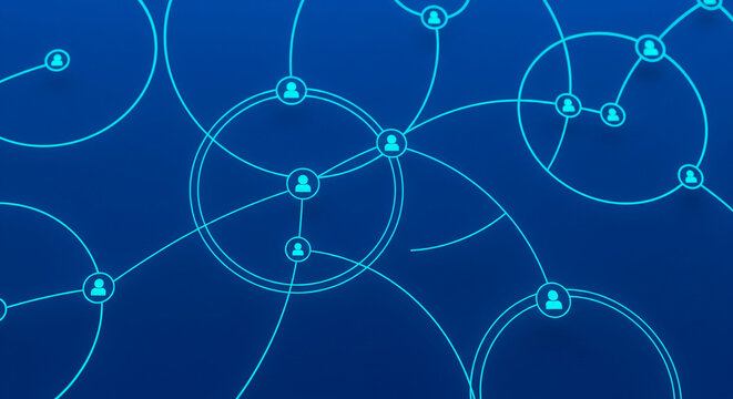 Network background. Connections with points, lines, and people icons.