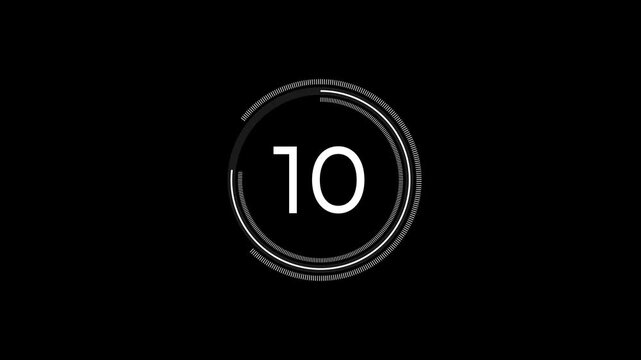 Simple countdown timer of 15 second on black background. Simple fifteen second countdown timer on black background. High-quality 4K