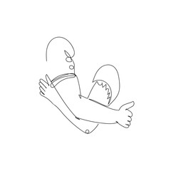 continuous line drawing person with hug gesture illustration vector