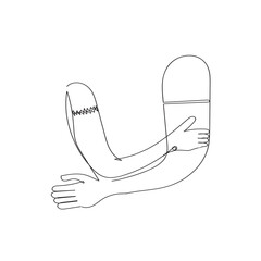 continuous line drawing person with hug gesture illustration vector