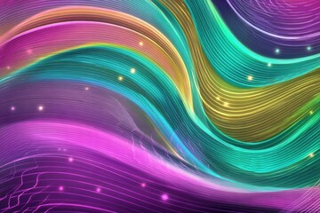 Abstract Digital Artwork of Flowing Light Waveforms in Multicolored Hues