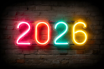 2026 neon sign showing upcoming new year date
