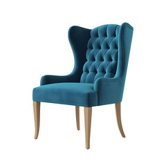 Elegant tufted armchair in vibrant teal velvet offers luxurious comfort and style for modern living spaces, waiting rooms, or upscale interior design projects