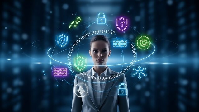 Cybersecurity expert protecting data with innovative technology.