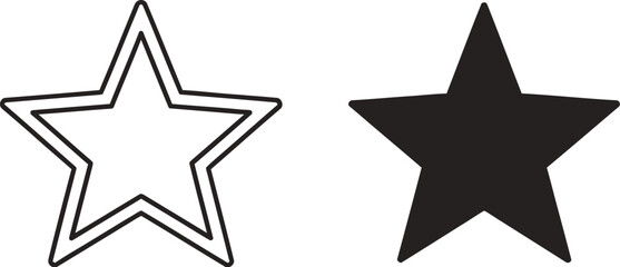 Two stars one d and one solid isolated on — Outline, silhouette, and on transparent background. EPS 10.