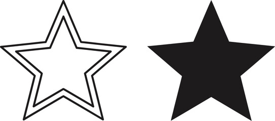 Two contrasting stars one d and one solid on &mdash; Outline, silhouette, and on transparent background. EPS 10.