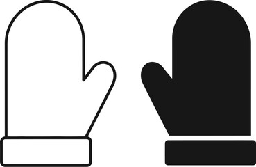 and filled winter mittens illustration on — Outline, silhouette, and on transparent background. EPS 10.