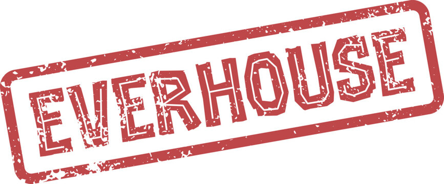 Red EVERHOUSE grunge rubber stamp impression suitable for official applications and architectural themes