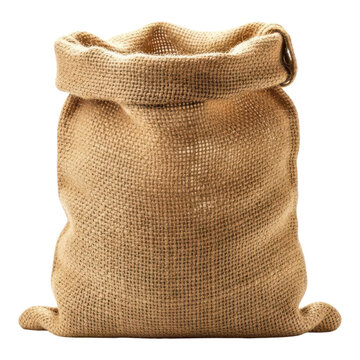 Empty burlap sack isolated on transparent background