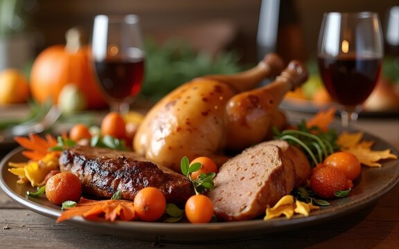 Thanksgiving celebration traditional dinner concept. High quality