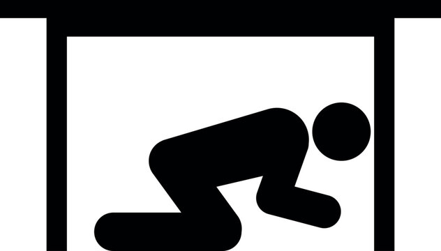 Earthquake under the desk icon. Safety signs and symbols.