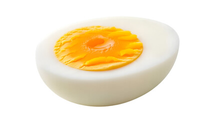 Half of a hard boiled egg with yolk isolated on transparent background