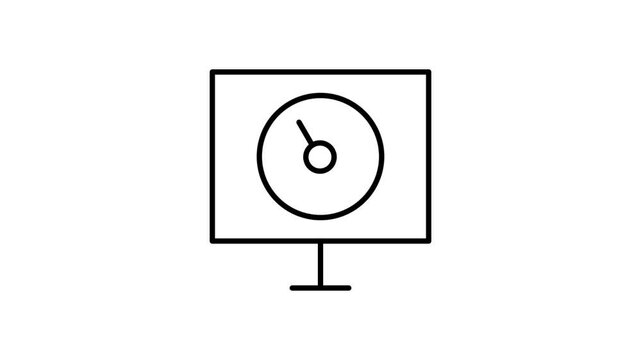 A computer monitor displaying a digital clock in the corner, showing the current time.