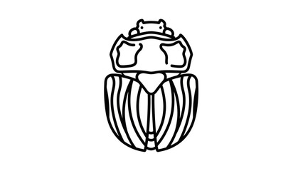 Scarab beetle line art illustration ancient Egyptian symbol isolated vector icon for graphic design and historical presentations