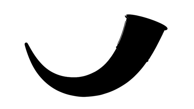 Black cornucopia silhouette symbol of abundance and plenty isolated on white background