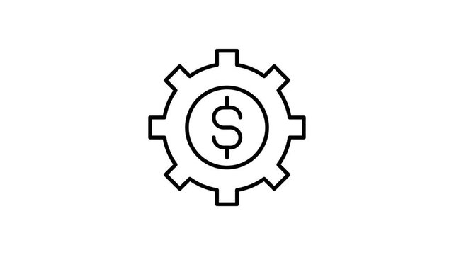 A gearwheel featuring a dollar sign, symbolizing the connection between industry and finance.