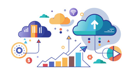 Fototapeta premium colorful business infographic with cloud computing and data analysis