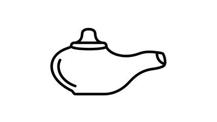 Neti pot line icon simple vector illustration for nasal cleansing isolated on white background