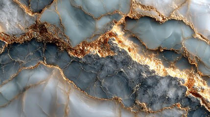 Fototapeta premium Luxury blue gray marble with shimmering golden veins abstract background